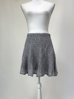Michael Kors, Stone/Black Print Full Flounce Hem Silk Skirt, Size 2