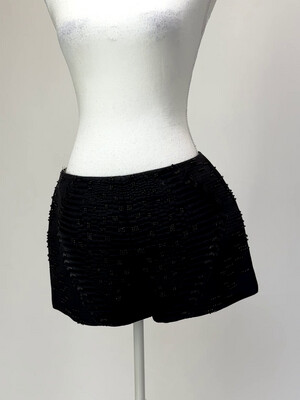 Sass & Bide, Black Textured Bead Embellished Shorts, Size 10
