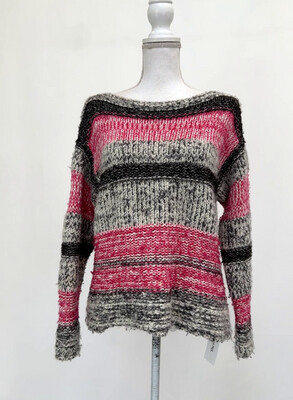 Isabel Marant Etoile, Pinks/Greys/White Wide Neck Chunky Wool/Alpaca Blend Knit L/Slv Jumper, Size 40