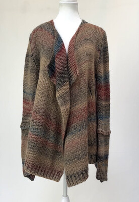 Zadig & Votaire, Browns/Multi Patterend Mix Yarn Wool/Mohair Blend Cardigan, Size M