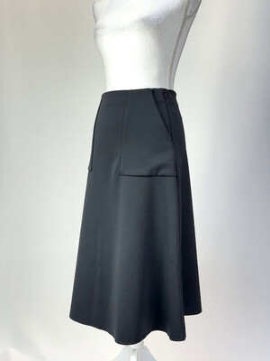 L.W.B., Black Patch Pkt A-Line Midi Skirt, Size 1