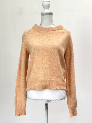 Jac + Jack, Orange Flecked Mixed Yarn Wool/Cashmere Blend L/Lsv Jumper, Size XL