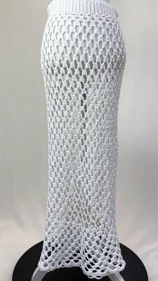 Concept 2 O, White Crochet Knit Maxi Skirt, Size M