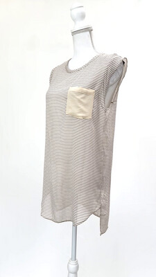 3.1 phillip lim, Beige/Black Stripe Pkt Silk S/Less Top, Size 8