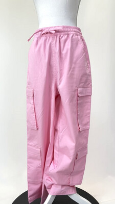 Blanca, Candyfloss Pink Utility Pkt Elasticated D/String Wide Leg Pants, Size S/M