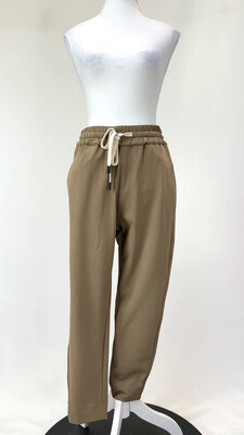 Bassike, Camel Elasticated D/String Twill Jogger Pants, Size 2