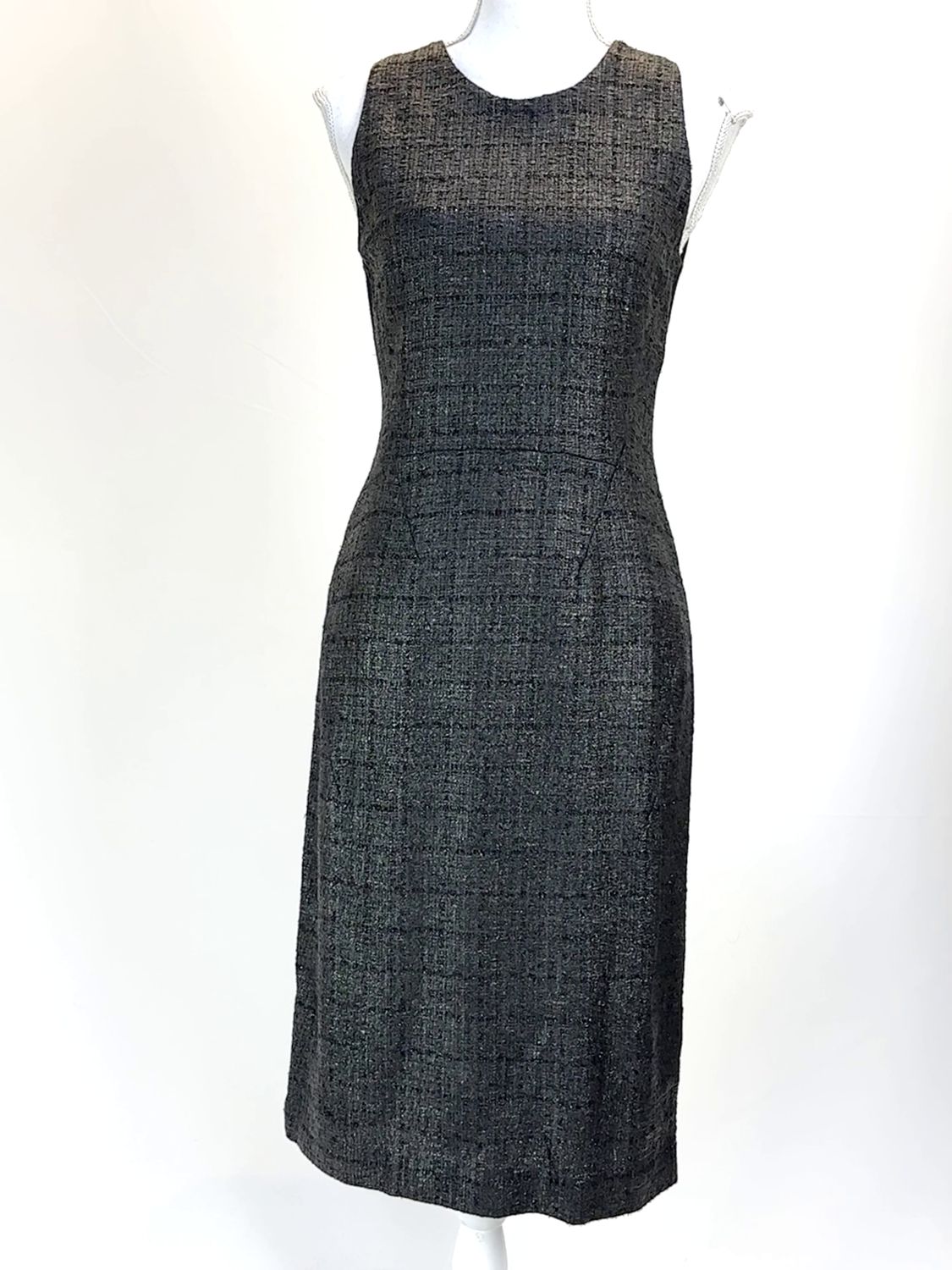 Willow, Black Textured Shimmer Front Wool Back S/Lessmidi Dress, Size 10
