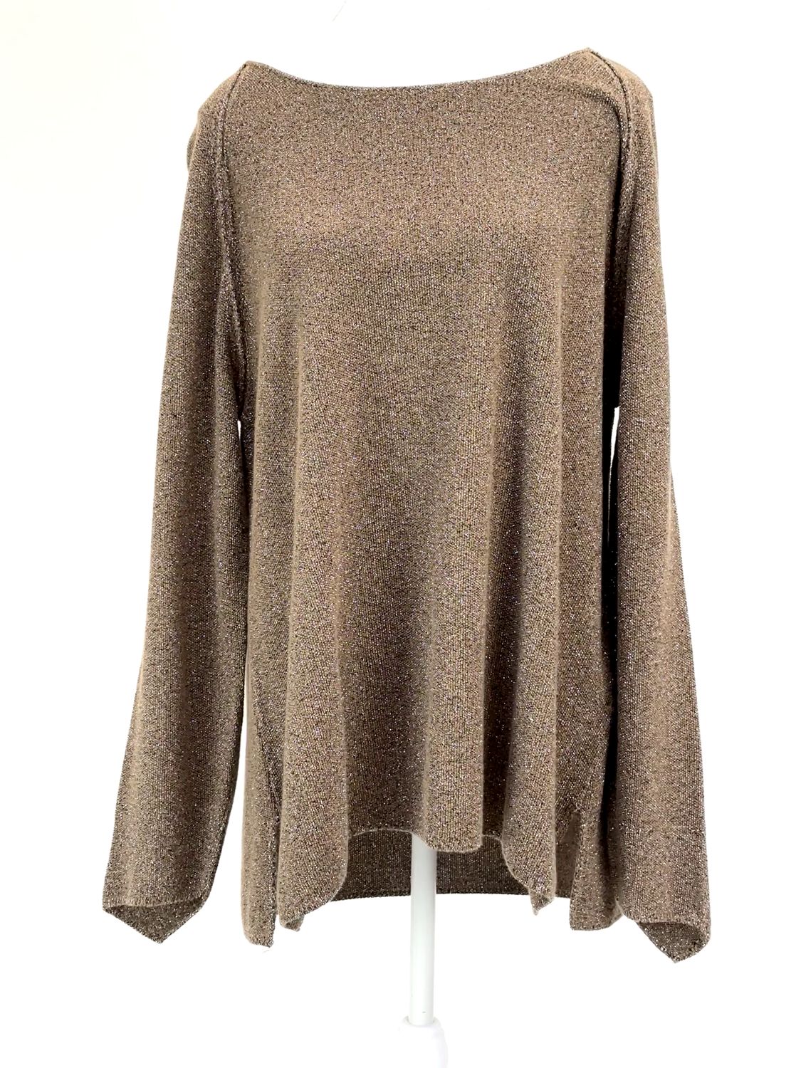 Monari, Gold/Black/Lurex Mixed Yarn Lurex Wide Neck L/Lsv  Top, Size GB18/F46