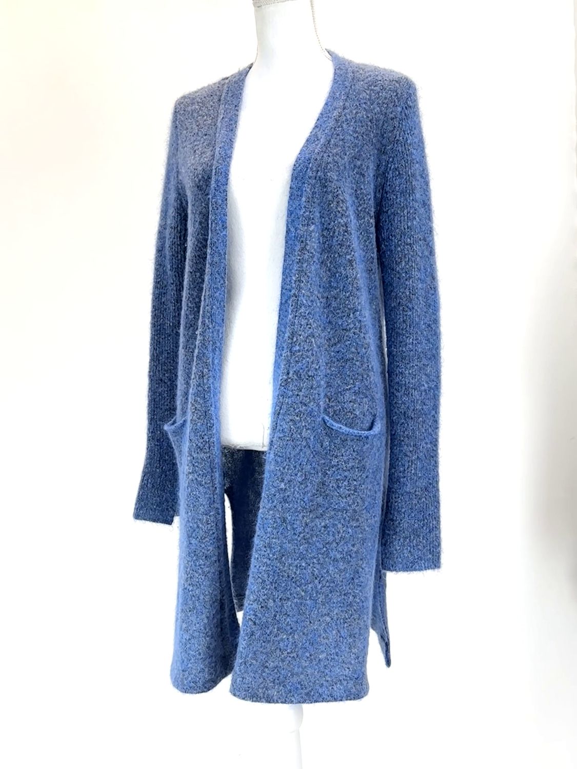 a.h.anna hoffman, Blue Marle Pkt Wool/Mohair Blend Longline  Cardigan, Size S
