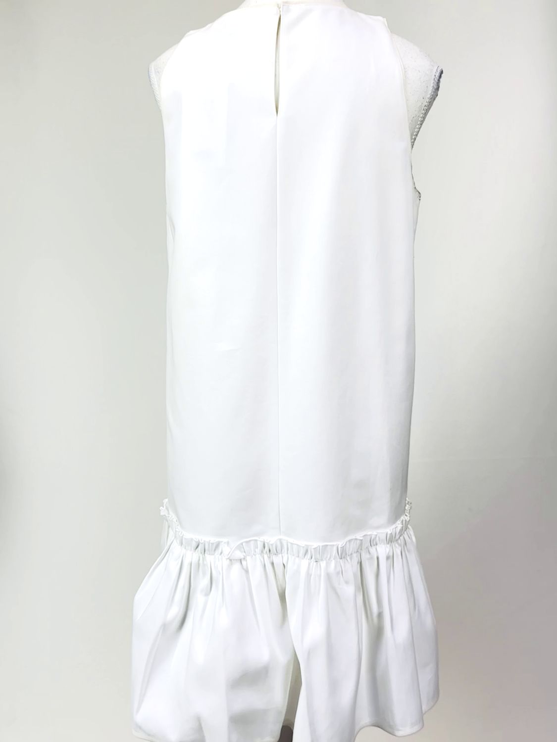 Scanlan Theodore, Ivory Back Frill Panel Hem A-Line S/Less Dress, Size 10