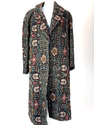 GMV, Greens/Burgandy Vintage Tapestry Brocade Coat, Size 0