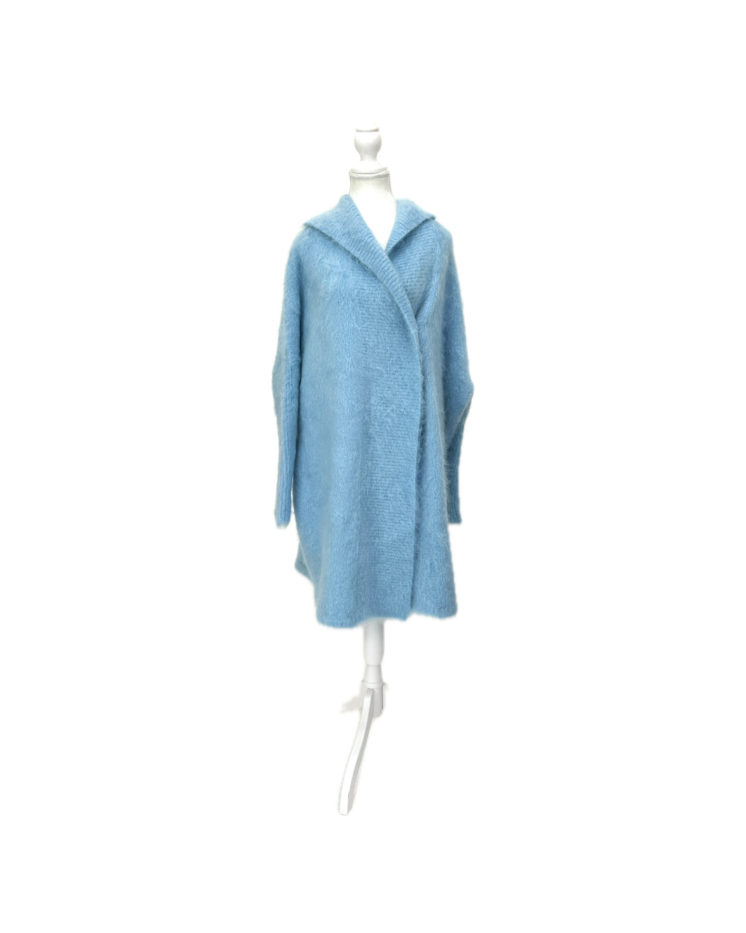 Scanlan Theodore, Blue Brushed Mohair/Wool Blend Knit Os Open Cardigan . Size OS