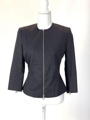 Versace Jeans Couture, Black/Silver Hardware 3/4 Slv Zip Jacket (Has Matching Skirt), Size 42