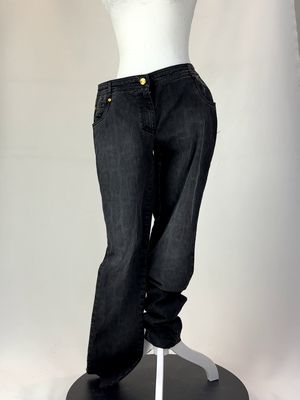 Class Roberta Cavalli, Black Embroidery Back Pkt Denim Pants, Size US12/I46