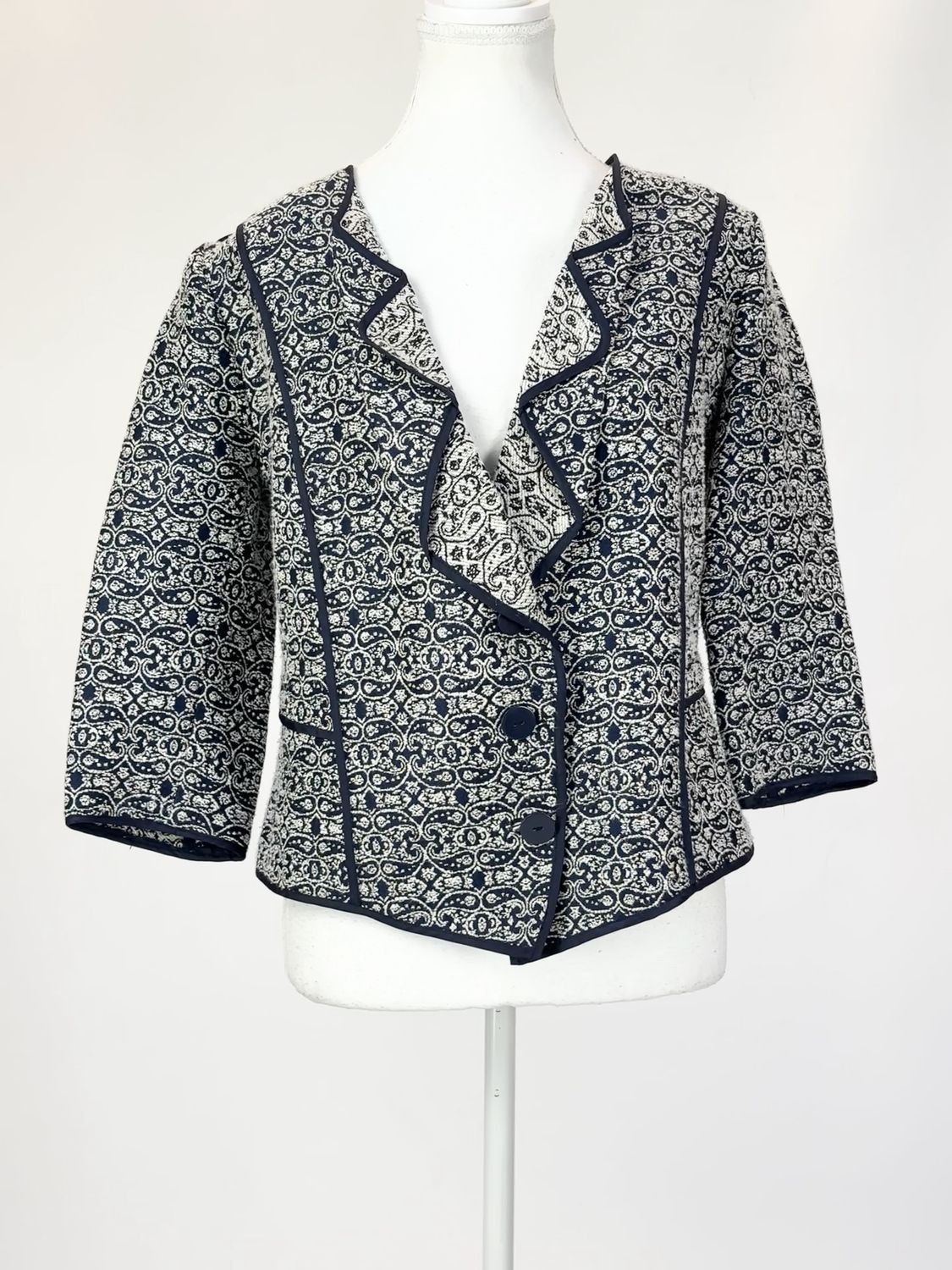 Loobies, Navy/Cream Brocade Jacket, Size 10