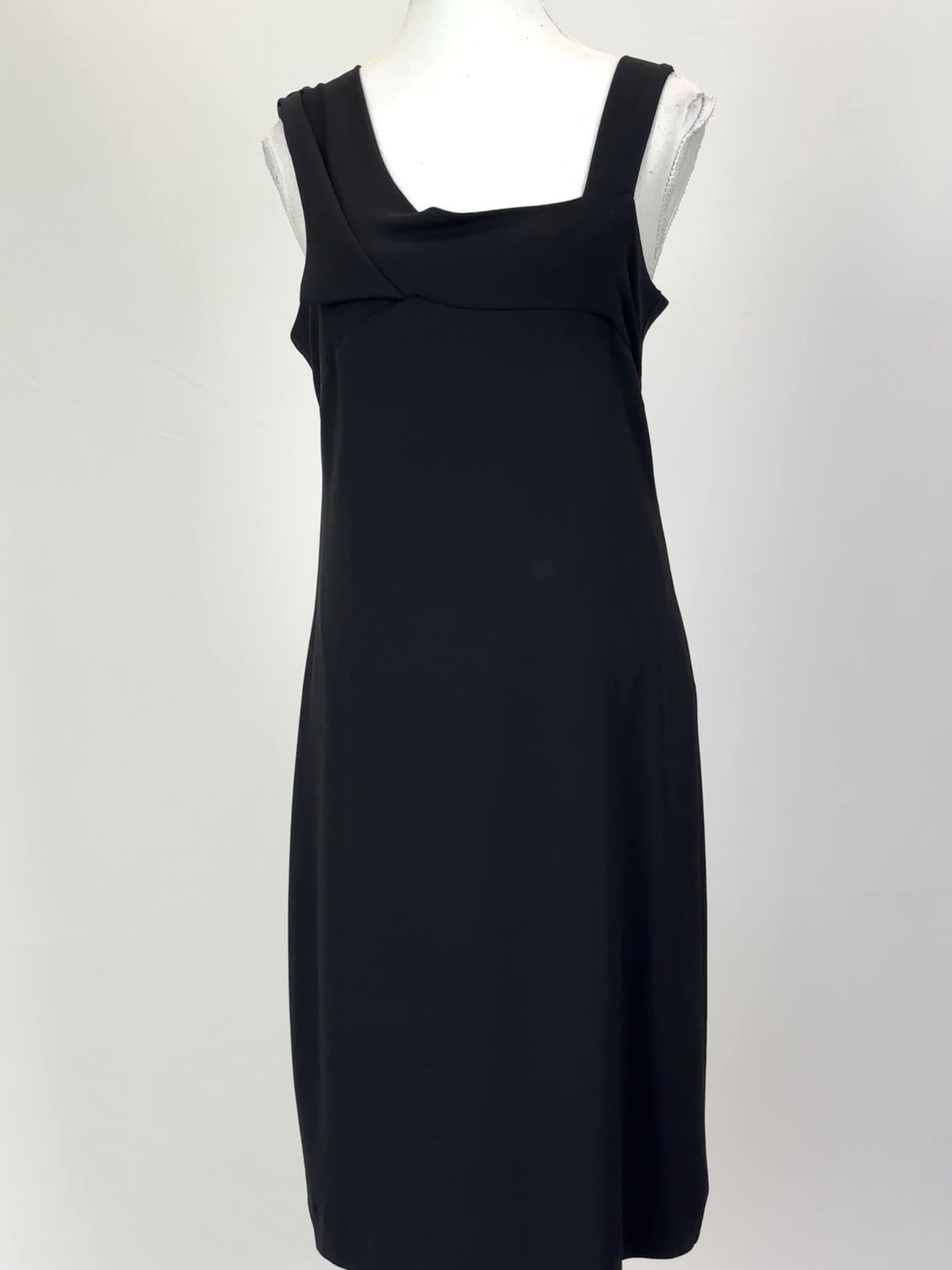 sarah pacini, Black Asymmetrical Peat Fold Strap Dress, Size 3