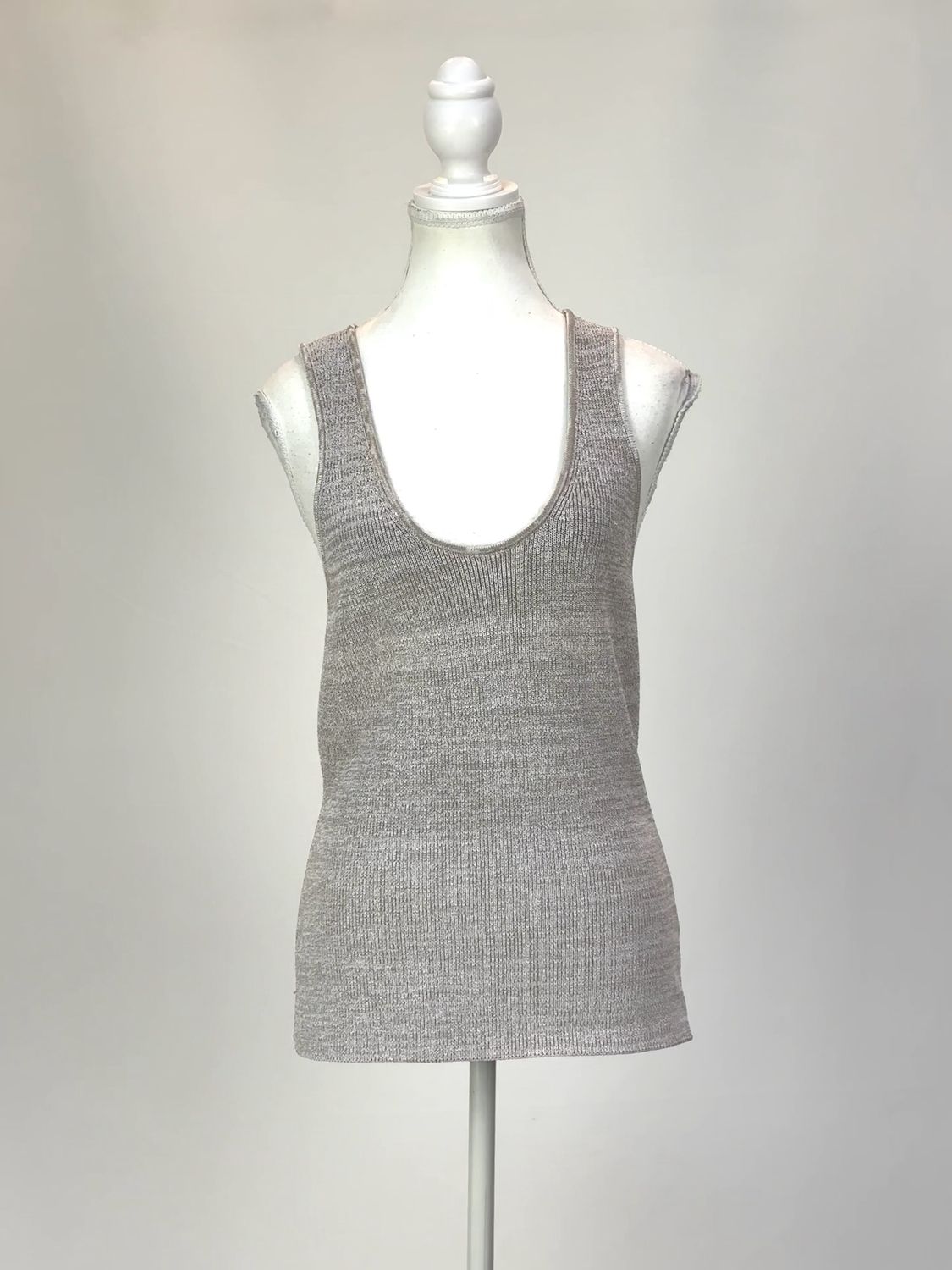 Scanlan Theodore, Beige Marle Viscose Crepe Knit Singlet, Size L