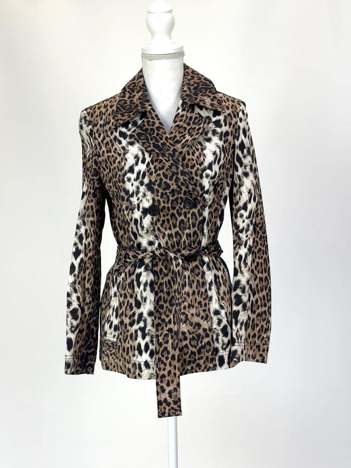 Perri Cutten Weekend, Browns Animsl Print Tie Waist Jacket, Size S