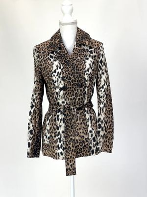 Perri Cutten Weekend, Browns Animsl Print Tie Waist Jacket, Size S