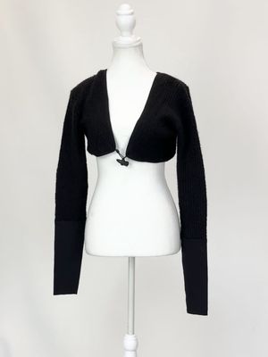Tesla, Black Mohair/Wool Blend Crop Bolero Cardigan, Size S