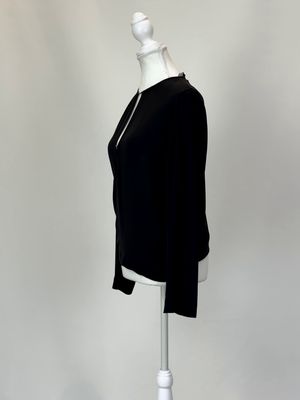 Line Dion Lee, Black Asymmetrical Cut-Out Neckline L/Slv Top , Size 6