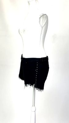rag &amp; bone, Black/Silver Studded Side Seamfray Hem Denim Shorts , Size 27