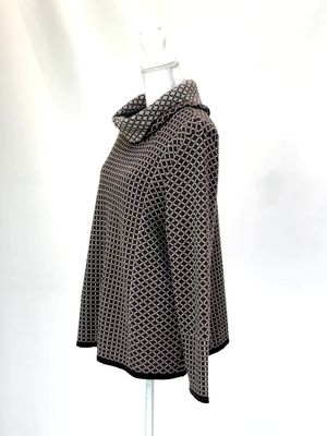 Optimum, Browns/Cream Geometric Patterned High Neck Merino Wool L/Sv Jumper , Size 16