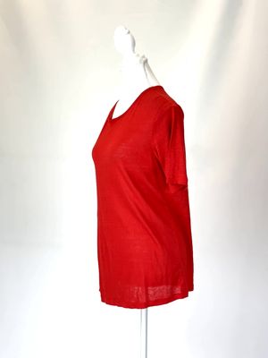 T Alexander Wang, Red S/Slv Linen Silk Blend Tee, Size XS