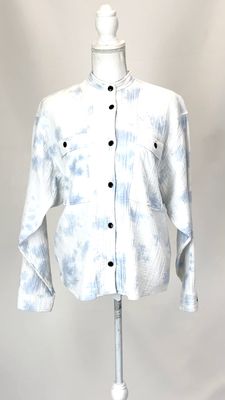 Isabel Marant Etoile, White/Blue Ombre Dye Stud Button Front Jacket, Size 38
