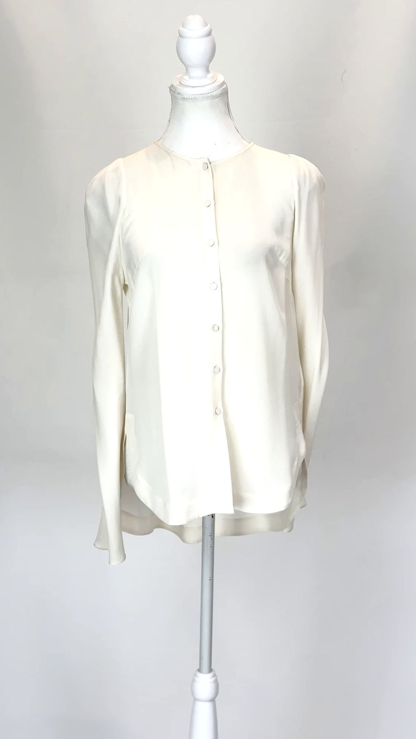 sass &amp; bide, Cream Pleat Shoulder Button-Up L/Slv Silk Blouse, Size 6