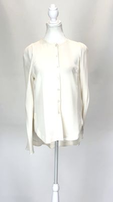 sass &amp; bide, Cream Pleat Shoulder Button-Up L/Slv Silk Blouse, Size 6