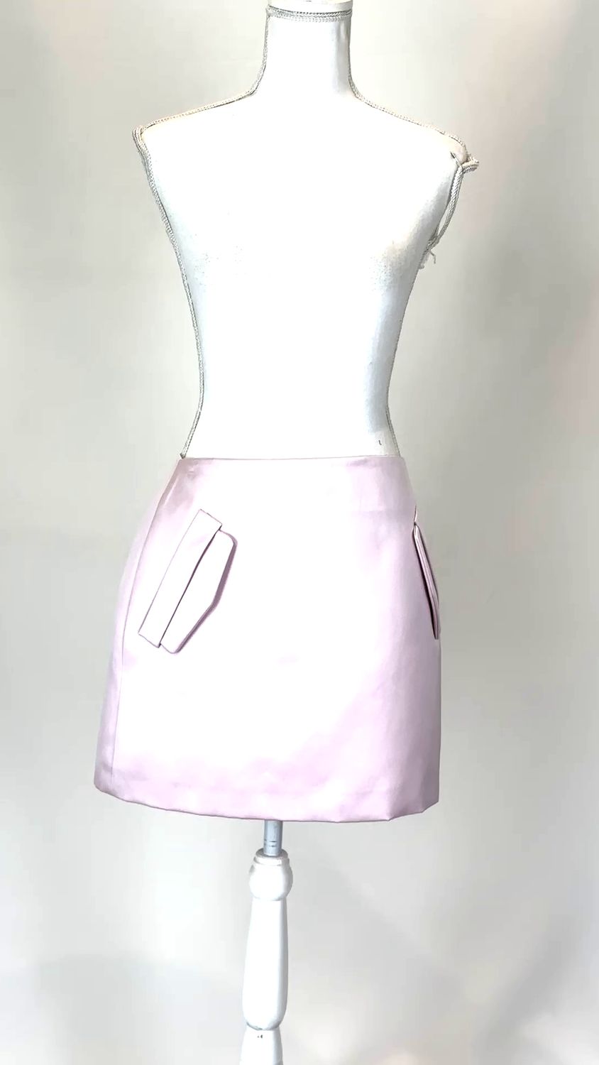 Gilmar, Pink Dbl Flap A-Line Mini Skirt, Size 46