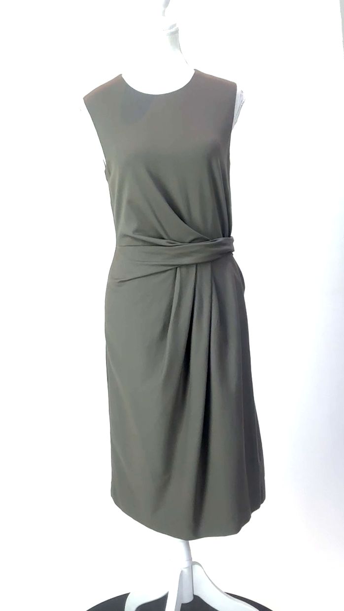 Perri Cutten, Taupe Drape Pleat Waist S/Less Dress , Size 8