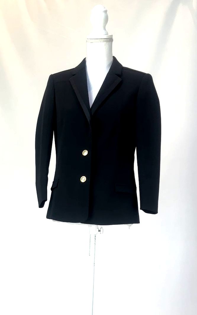 Just Cavalli, Black/Gold Satin Trim Collar Flap Pkt Button-Up Jacket , Size 42