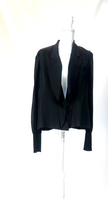 crea concept, Black Satin Lapel Mesh Knit L/Slv Blazer , Size 44
