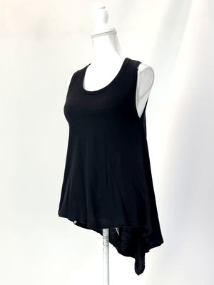 Sass &amp; Bide, Black Asymmetrical Drop Side Hem S/Less Long Top , Size XXS