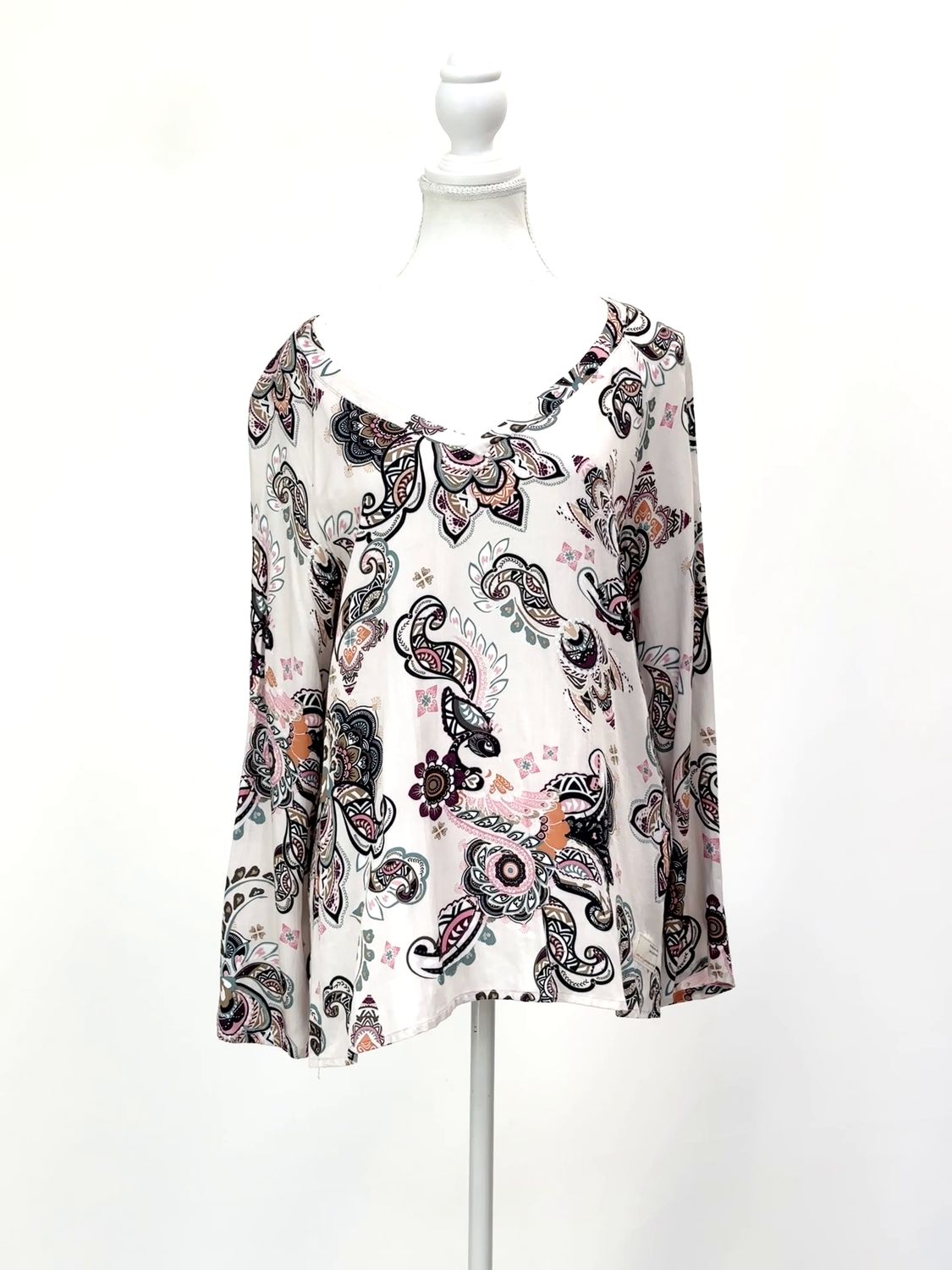 Odd Molly, Blush/Pinks/Multi V-Neck Paisley Print L/Lsv  Top , Size 2