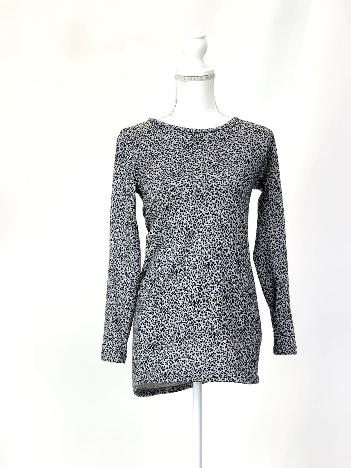 Hoss, Grey/Black Print L/Slv Wool  Top , Size 8