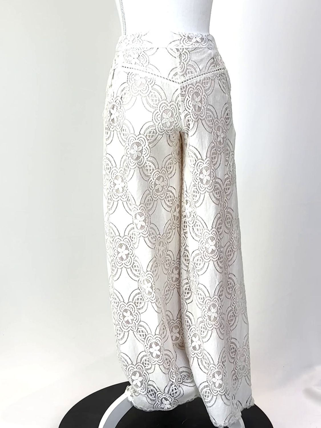 Flannel, White Lace Blush Lined Wide Leg Pants , Size 0