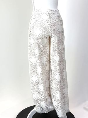 Flannel, White Lace Blush Lined Wide Leg Pants , Size 0
