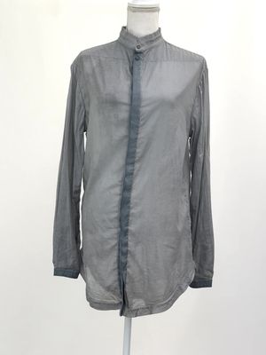 Umitunal, Grey/White Topstitch Tunic L/Slv Shirt, Size M