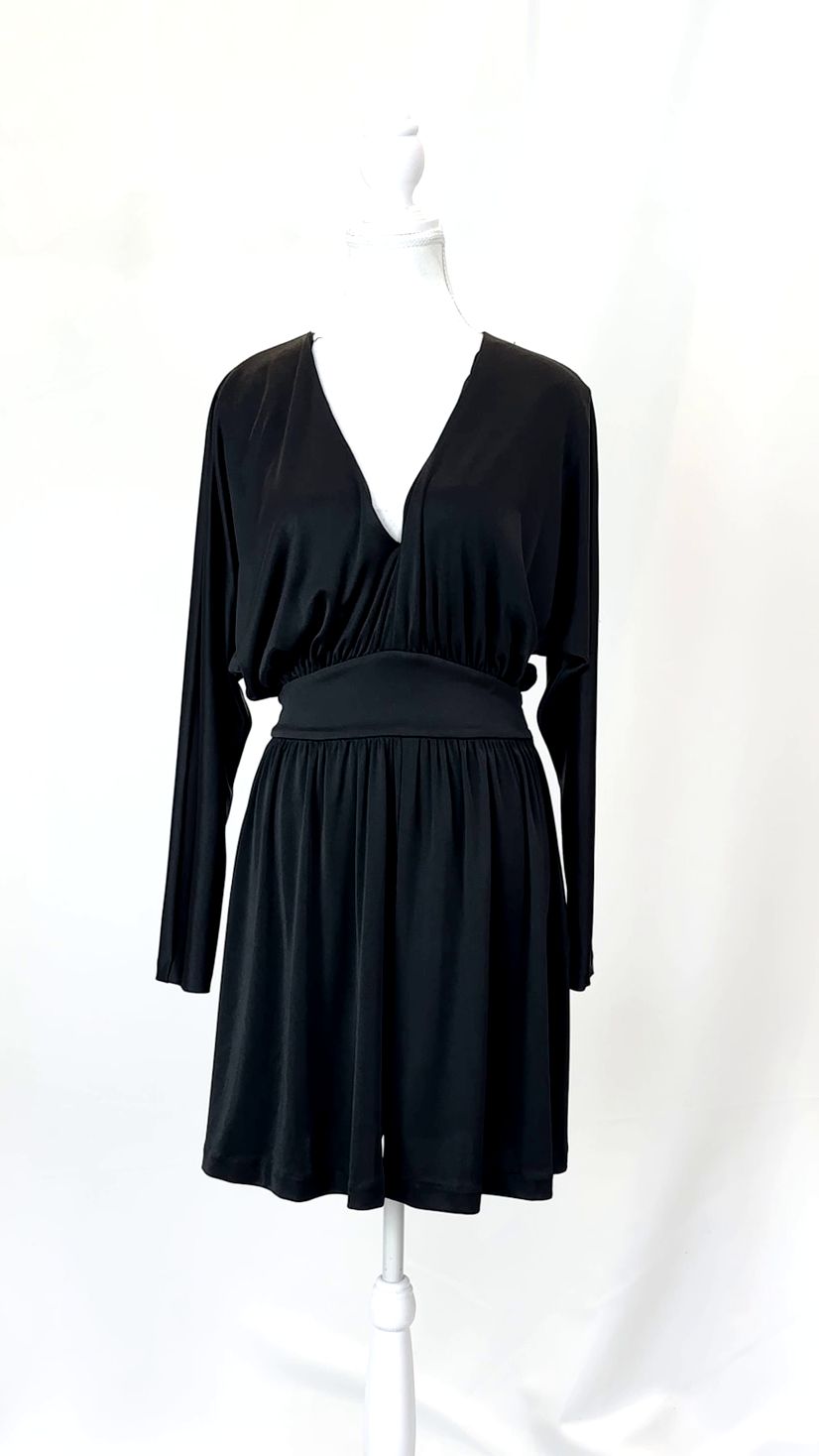 Halston Hertiage, Black Dolman L/Slv Full Hem Dress, Size US6