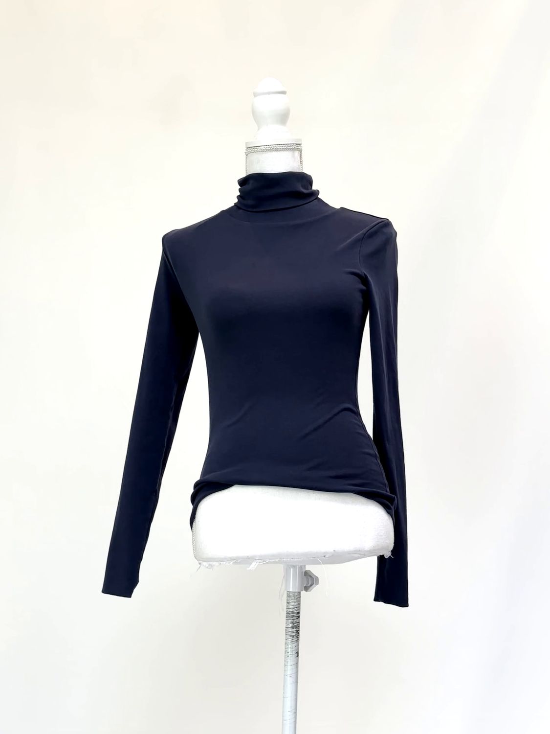 White Story, Navy Roll Neck Str L/Slv Top, Size 6