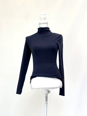 White Story, Navy Roll Neck Str L/Slv Top, Size 6