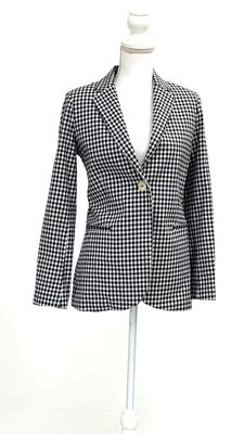 ottod&#39;Ame, Black/White Gingham Check One Button Blazer, Size US6/GB10