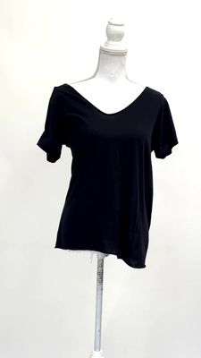 Bassike, Black V-Neck S/Slv Tee, Size L