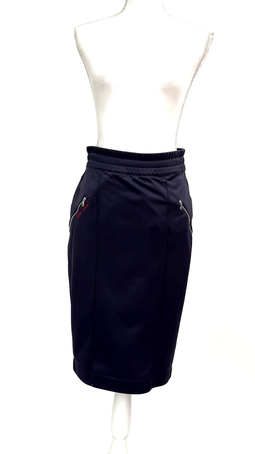Acne Studios, Navy Elastic Waist Zip Pkt Skirt, Size M