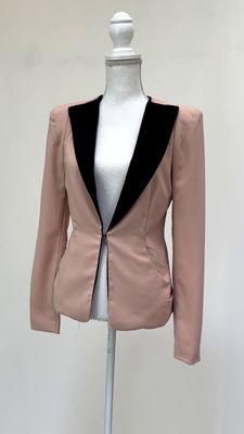 Karen BY Simonsen, Blush/Black Contrast Collar Tuxedo  Jacket, Size 36