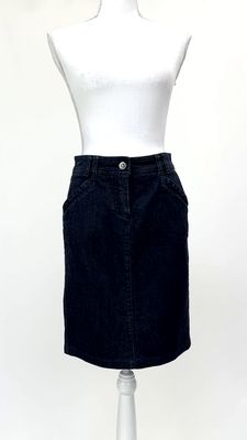 Trussardi, Blue Back Pkt Silver Trim Denim Skirt, Size 22.5