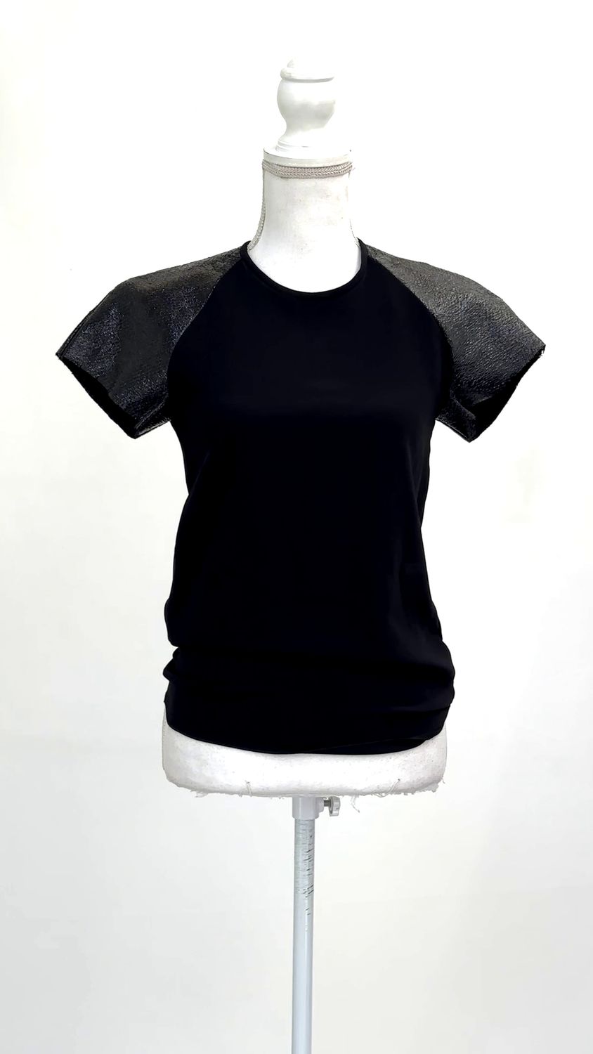 Ellery, Black Contrast Textured S/Slv  Top, Size 8